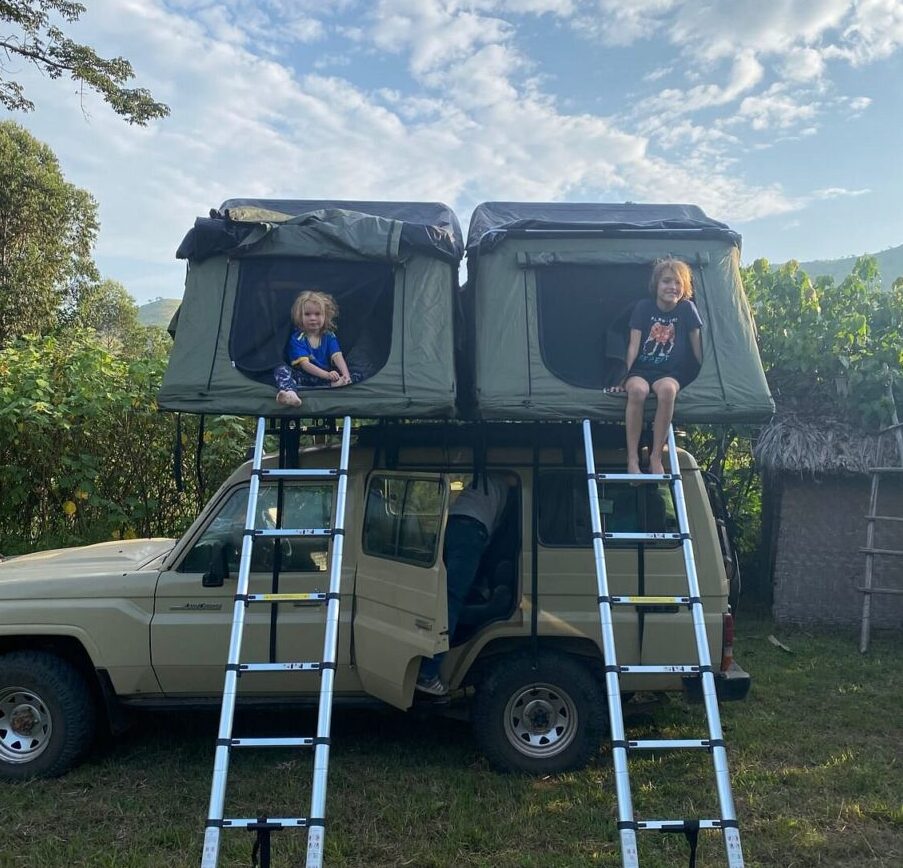 cheap self drive in uganda with a 4x4 rooftop tent car